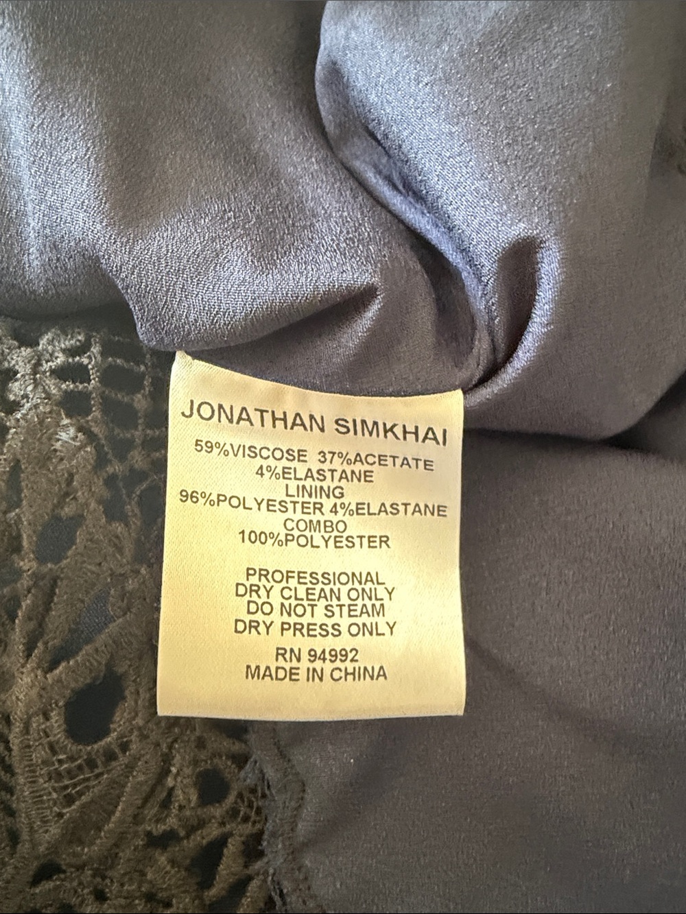 Jonathan Simkhai Navy Dress with Black Lace Insets - Picture 11 of 11